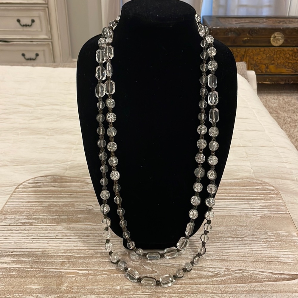 Tara Double Strand Statement Costume White Necklace